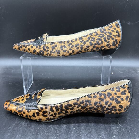 Talbots Womens Size 8.5B Calf Hair Leopard Print Leather Upper Pointed Toe Flats - Picture 2 of 8